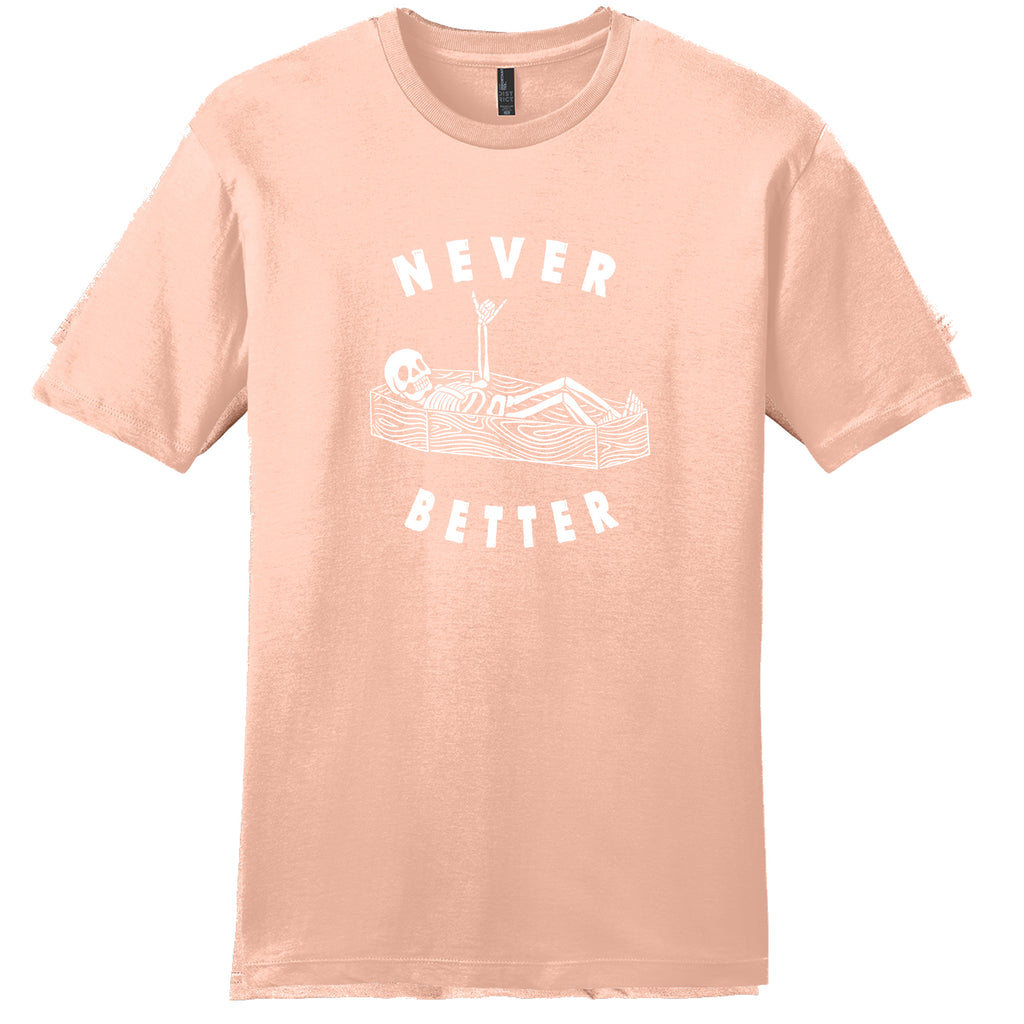 Ink Trendz Never Better Skeleton in The Coffin Shaka Unisex Men’s & Women’s Graphic T-Shirt, Overstimulated Moms T-shirt,  Overstimulated  Dads T-shirt, Overstimulated moms club, Halloween t-shirt, Skeleton T-shirt, Funny T-Shirt, I'm Dead T-Shirt, Amazon Never Better T-shirt, Temu T-Shirt, Halloween Graphic T-Shirt, Mothers Day T-Shirt Dusty Rose