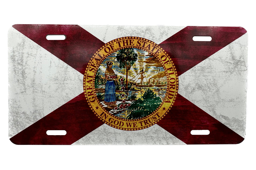 Florida State Flag Grunge Weathered Sunshine State Vanity License Plate