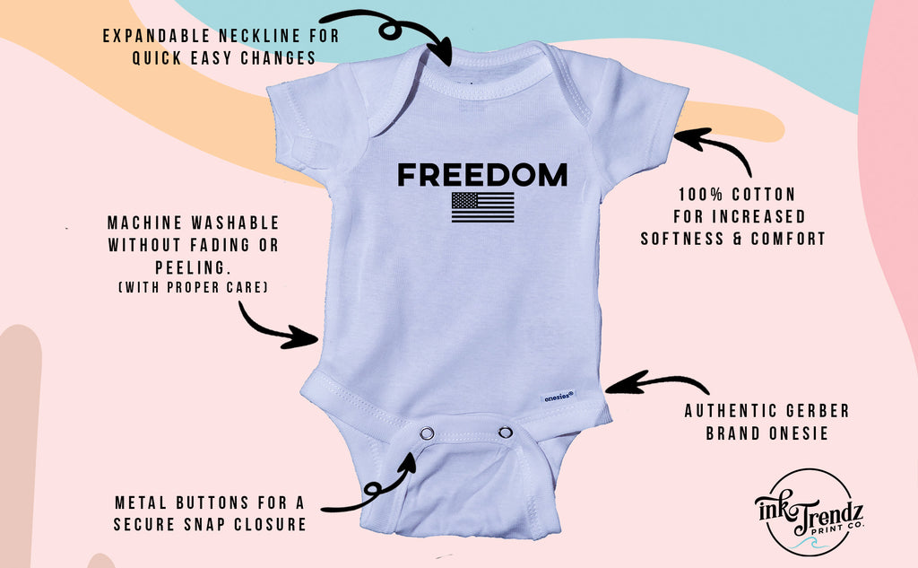 Freedom Patriotic American Flag Onesie, Freedom onesie, Freedom Onesies, Freedom Apparel, Charlie Kirk T-shirt, Freedom t-shirt, Patriotic Onesie, Charlie Kirk Apparel