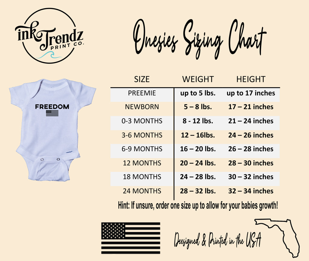 Freedom Patriotic American Flag Onesie Charlie Kirk Inspired