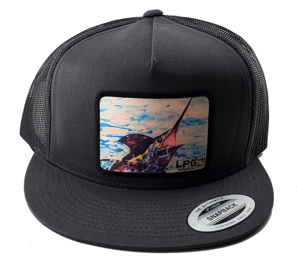 LPG Apparel Co. Big Game Fishing Style Classic Snapback Flat Brim Trucker Baseball Hat