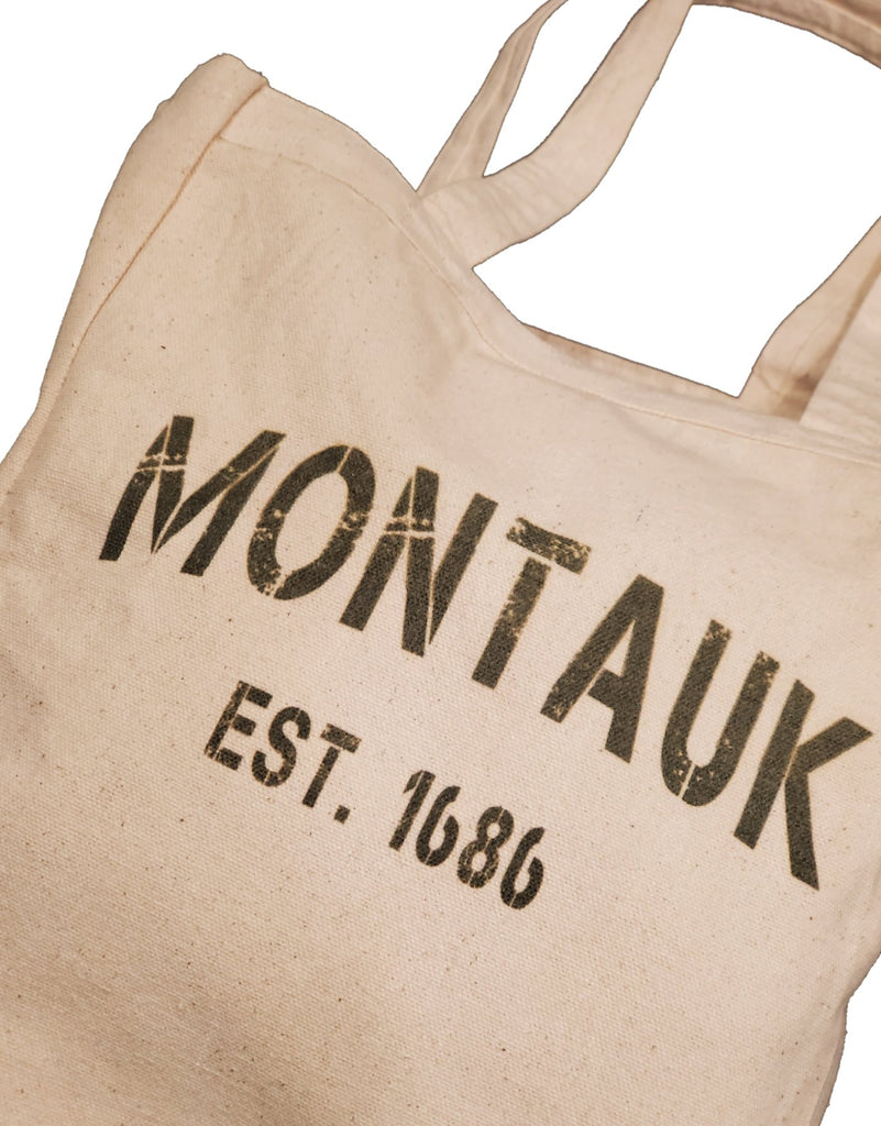 Ink Trendz® Montauk Grunge Stencil Est 1686 10oz. Natural Canvas Cotton Tote, Reusable Tote Bags, Reusable Grocery Bag, Long Island Tote, Boat Tote, Fishing Tote, Preppy Tote bag, Preppy Tote