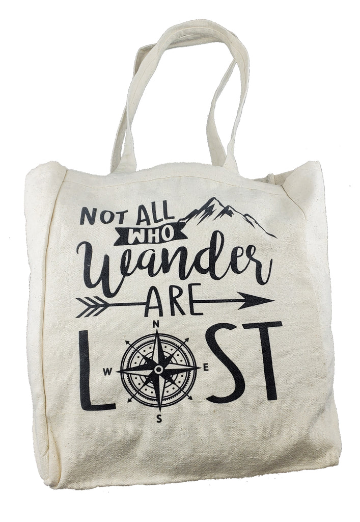 Ink Trendz® Not All Who Wander Are Lost Compass Farmers Market 10oz. Natural Canvas Cotton Tote