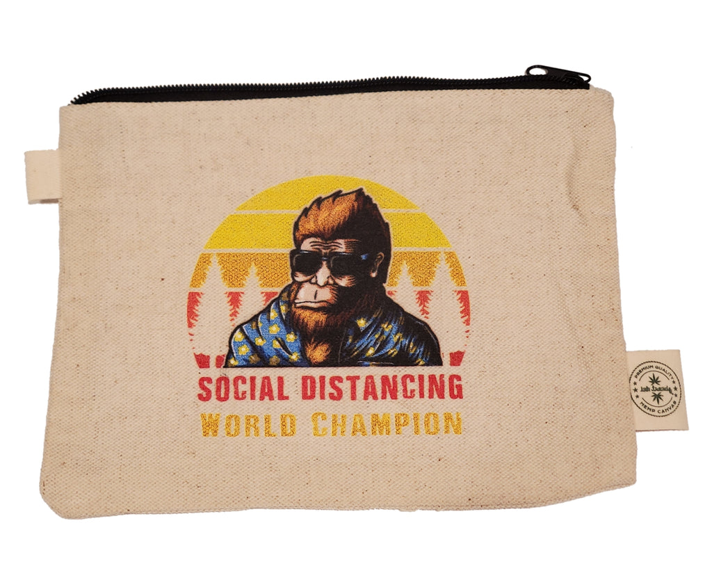 Ink Trendz® Bigfoot Social Distancing World Champion Novelty Zipper Hemp Pouch Bag