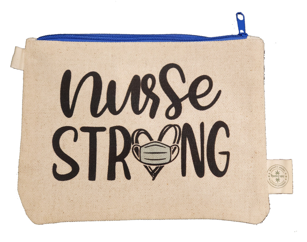 Ink Trendz®  Nurse Strong Novelty Gift Zipper Hemp Pouch Bag Nursing Gift Bag, ICU Nurse Bag, Oncology