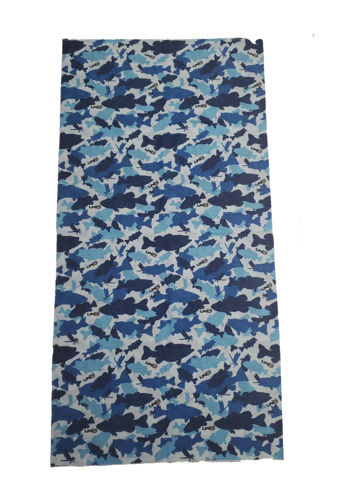 LPG Apparel Co. Large Mouth Bass Camouflage Blue Ocean UPF 30 Neck Gaiter Face Mask Baclava