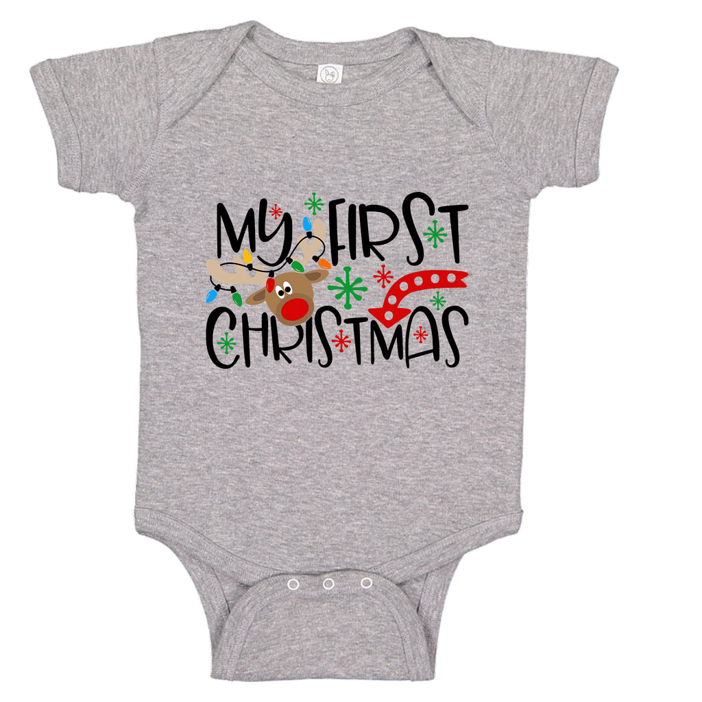 Ink Trendz® My First Christmas Reindeer Baby Bodysuit Onesie