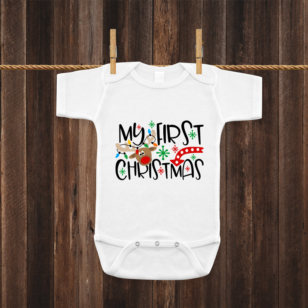 Ink Trendz® My First Christmas Reindeer Onesie® One-Piece Bodysuit