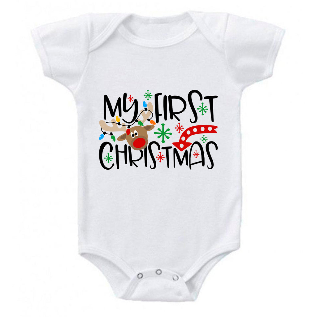 Ink Trendz My First Christmas Reindeer One-piece Baby Bodysuit