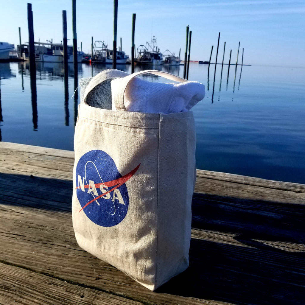 Ink Trendz® NASA Signature Meatball 10oz. Natural Canvas Cotton Tote, Nasa Canvas Tote, Nasa Apparel, NASA GEAR