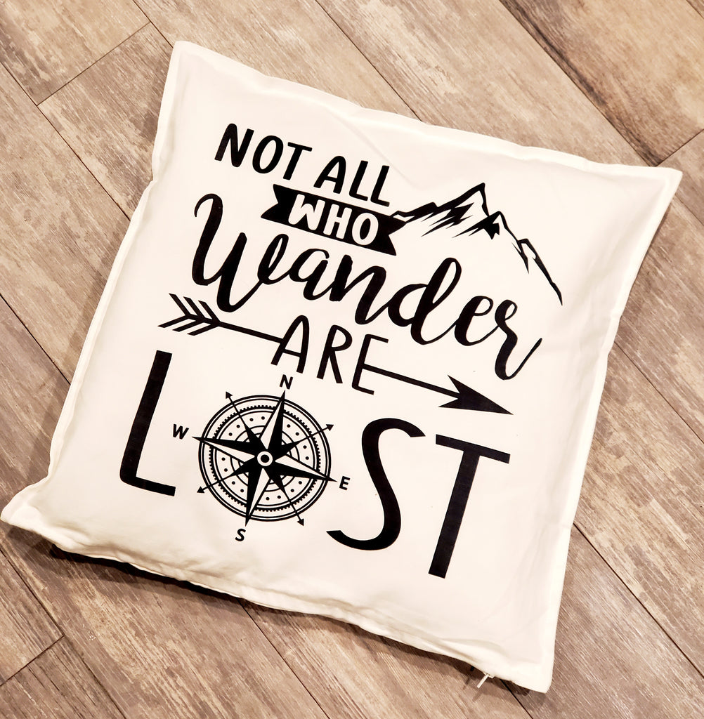 Not All Who Wander Are Lost Compass Adventure Throw Pillow Home Decor 