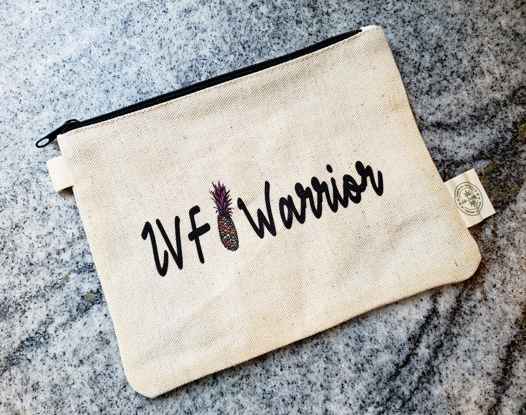 Ink Trendz® IVF Warrior Pineapple Medicine Bag 9" x 7" Makeup Zipper Hemp Canvas Zipper Pouch