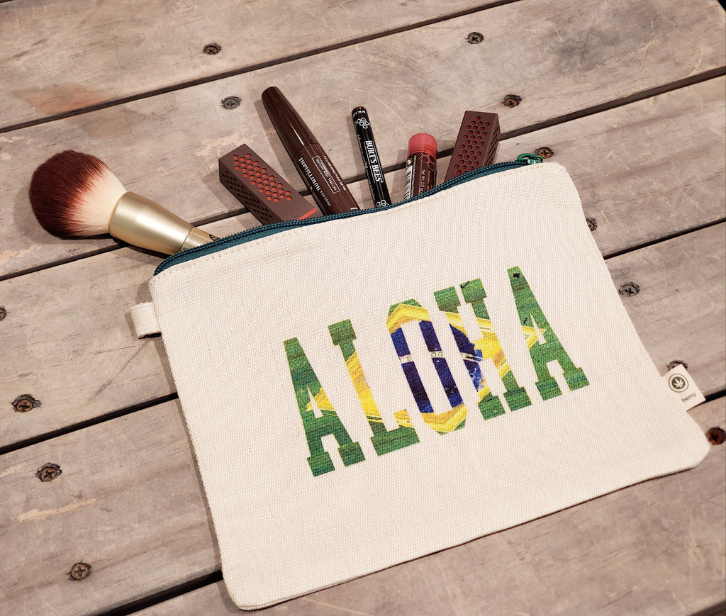 Ink Trendz Aloha Brazil Sundries Hemp Zipper Tote Bag Surfing makeup bag, zipper pouch