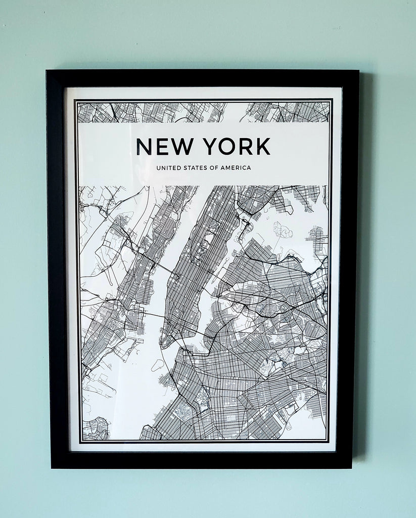 Ink Trendz® New York City Black and White Line Art Canvas Print Black and White World City Map New York Tokyo Paris Wall Art Canvas Poster Prints Nordic Style Paintings Picture for Living Room Office Art