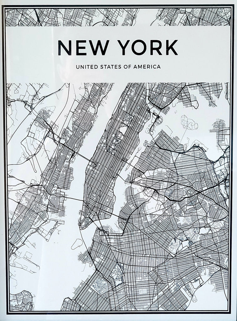 Ink Trendz® New York City Black and White Line Art Canvas Print Black and White World City Map New York Tokyo Paris Wall Art Canvas Poster Prints Nordic Style Paintings Picture for Living Room Office Art