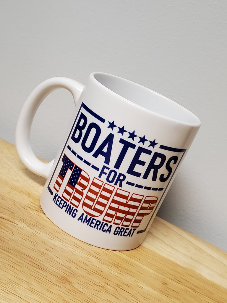 Ink Trendz® Boaters For Trump Keep America Great Sport fishing Parade Ceramic Coffee Mug