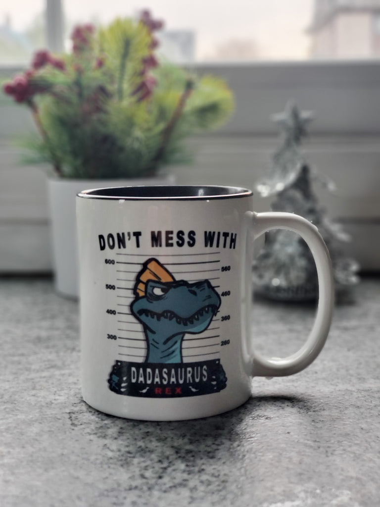 Ink Trendz® Don't Mess With Dadasaurus, Dad Gift, Dad Announcement  11 oz. Ceramic Coffee Mug