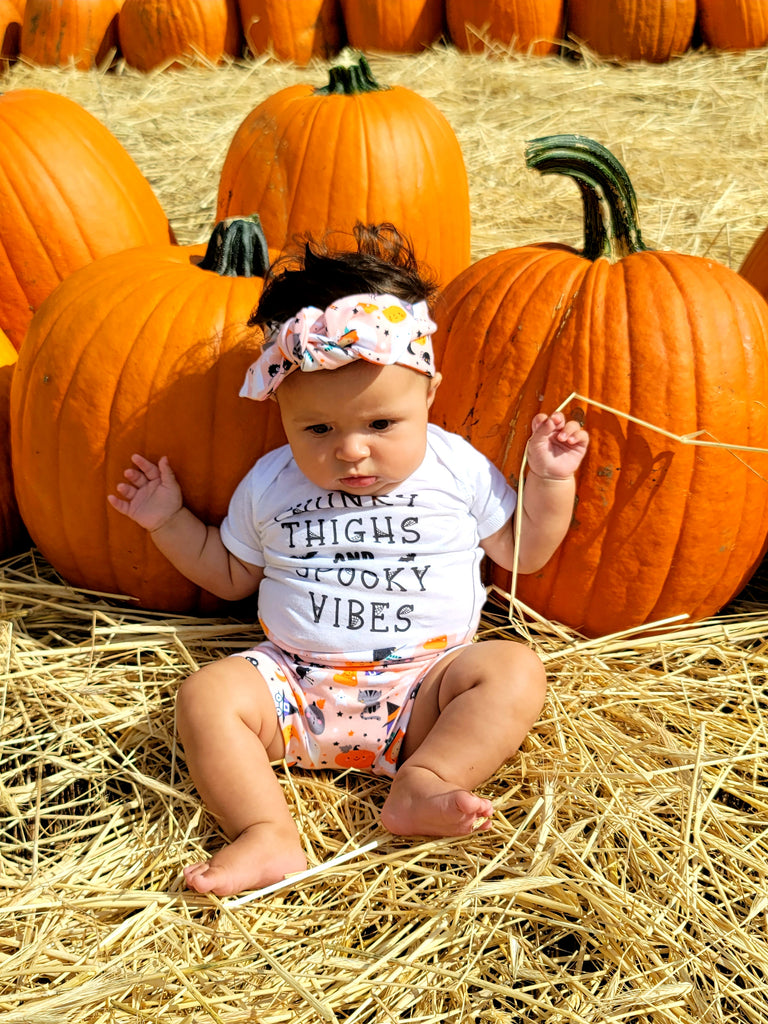 Ink Trendz®  Chunky Thighs and Spooky Vibes Halloween Baby Bodysuit Romper