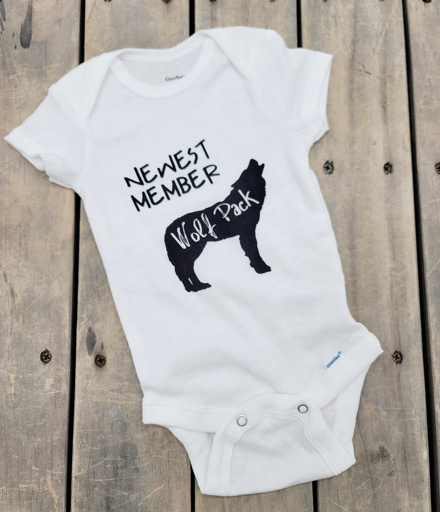 Newest Member of the Wolfpack Announcement Baby Onesie Baby announcement Onesie, New Baby Onesie, Baby announcement ideas