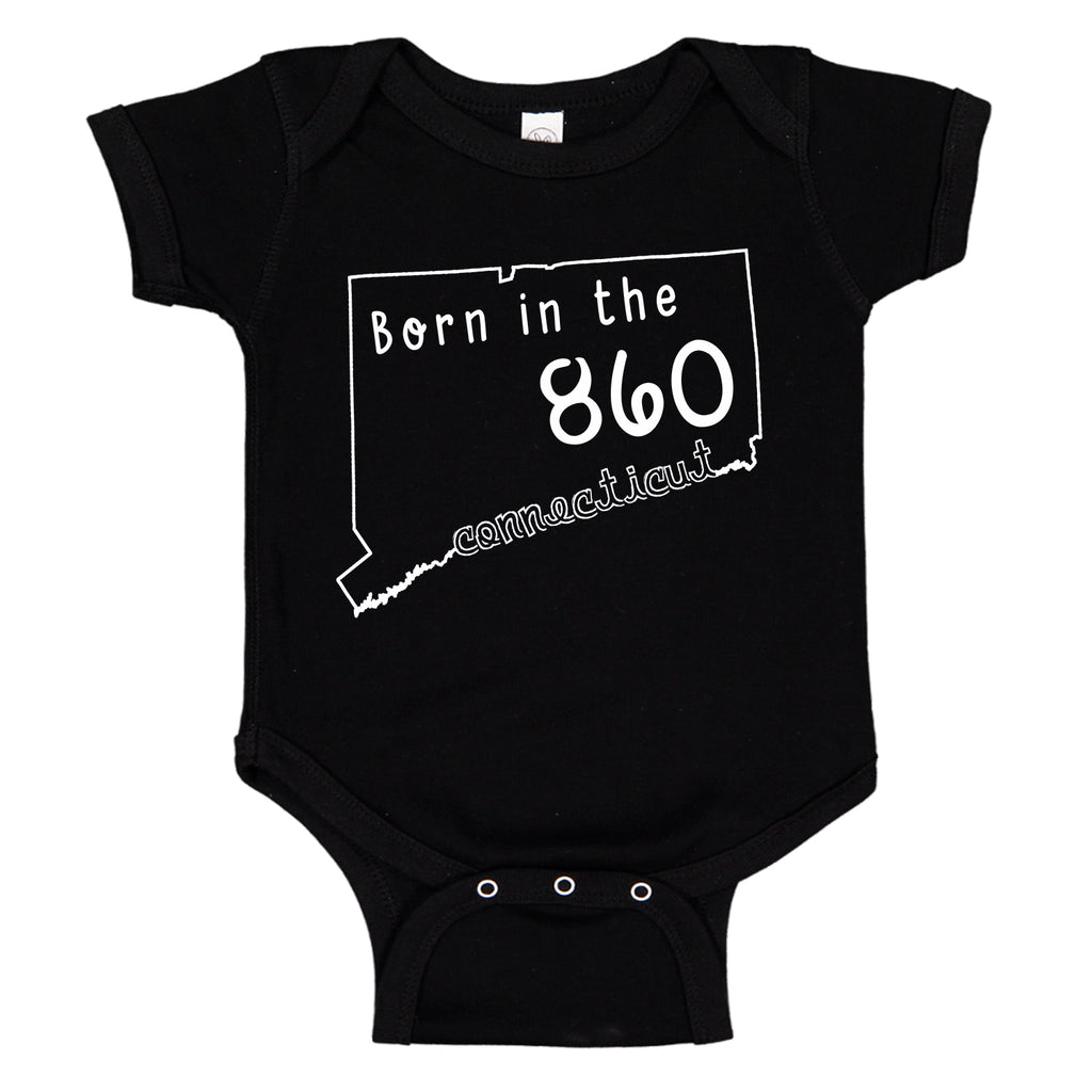 Born in the 860 Connecticut State Pride Baby Bodysuit Romper
