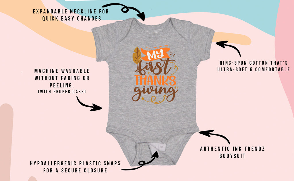 Ink Trendz My First Thanksgiving Baby Bodysuit Romper