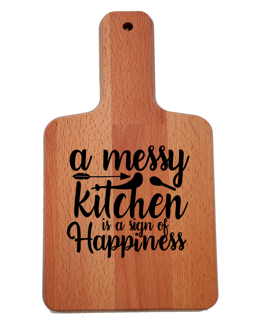 Ink Trendz A Messy Kitchen is a Sign of Happiness Decorative Charcuterie Cheese Cutting Board