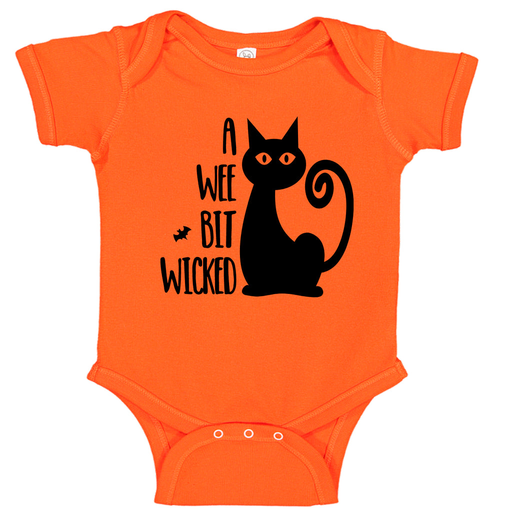 Ink Trendz® A WEE BIT WICKED Cats & Bats Halloween Cute Costume Bodysuit Romper