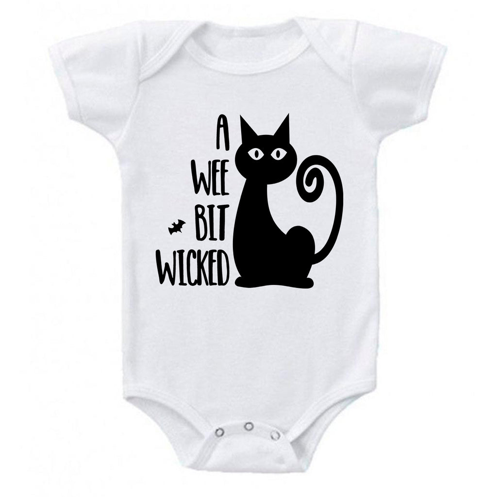 Ink Trendz® A WEE BIT WICKED Cats & Bats Halloween Cute Costume Bodysuit Romper