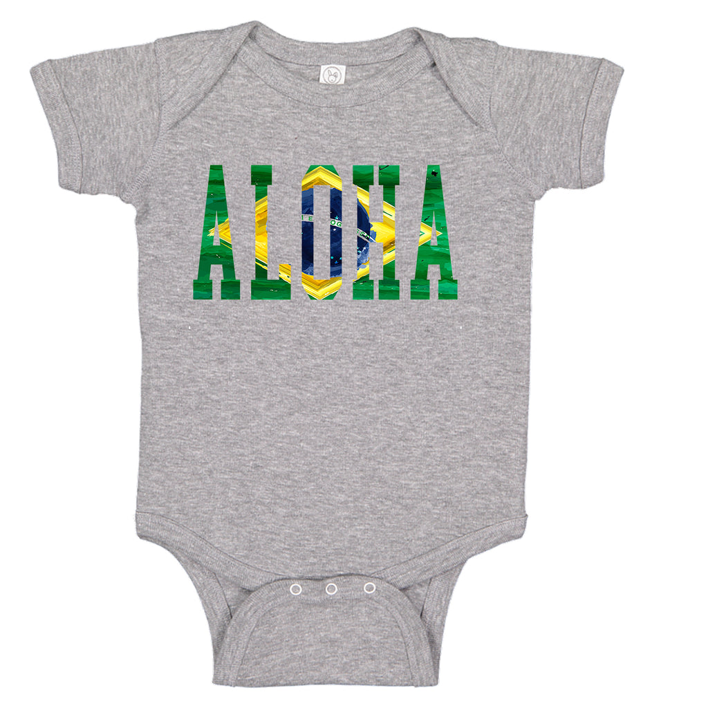 Ink Trendz® ALOHA Brazil Brazilian Themed Baby Onesie, Baby Bodysuit, Surfing Onesie, Surfing Baby, Brazil Baby onesie