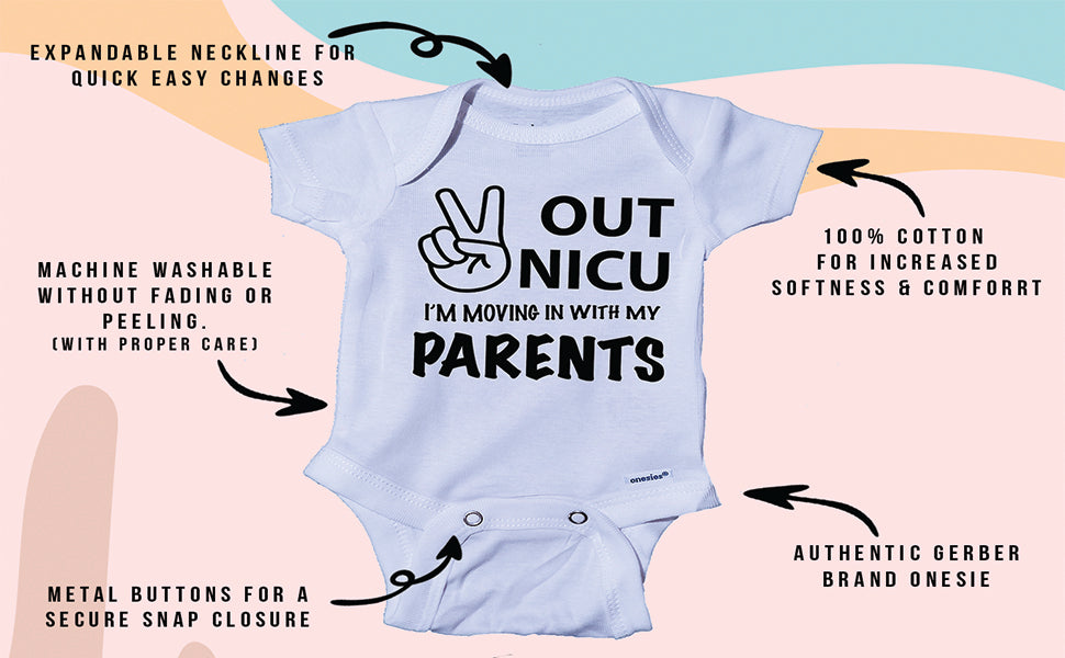 Ink Trendz Peace Out NICU I'm Going Home With My Parents- Miracle Baby- NICU Baby Onesie® One-Piece Bodysuit- Ink Trendz