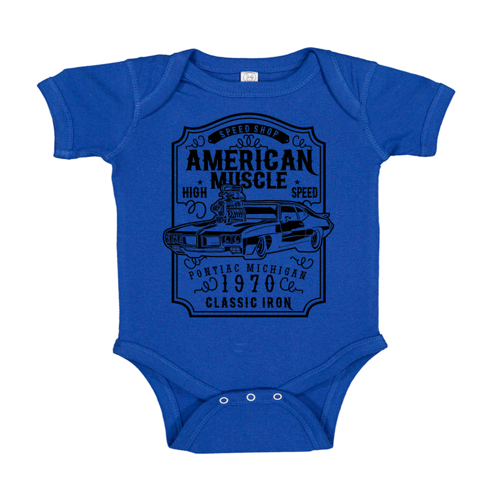 American Muscle Pontiac GTO Speed Shop 1970 Baby Bodysuit