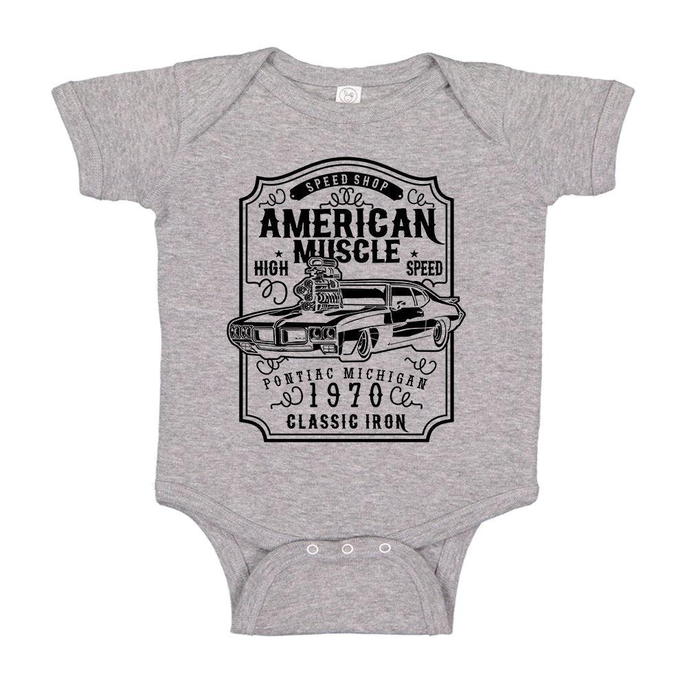 American Muscle Pontiac GTO Speed Shop 1970 Baby Bodysuit