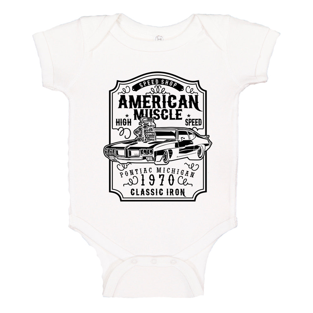 American Muscle Pontiac GTO Speed Shop 1970 Baby Bodysuit
