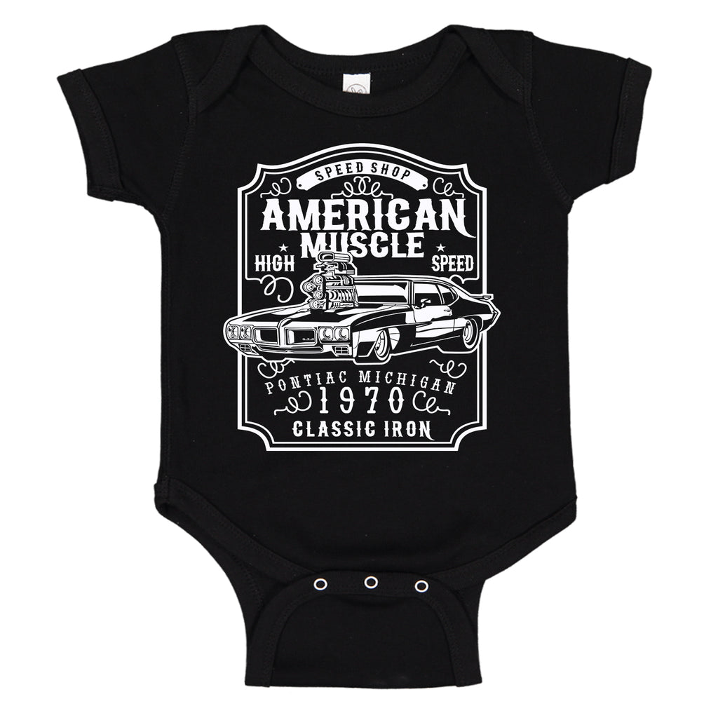 American Muscle Pontiac GTO Speed Shop 1970 Baby Bodysuit