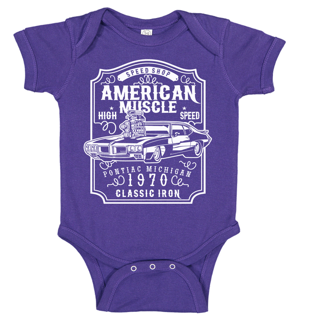 American Muscle Pontiac GTO Speed Shop 1970 Baby Bodysuit