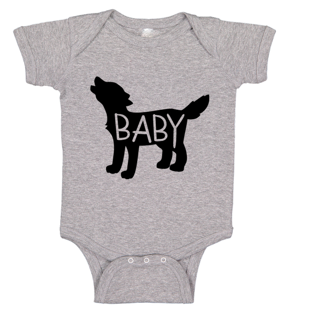 Ink Trendz®  Baby Wolf Cute Announcement Baby Bodysuit One piece Romper