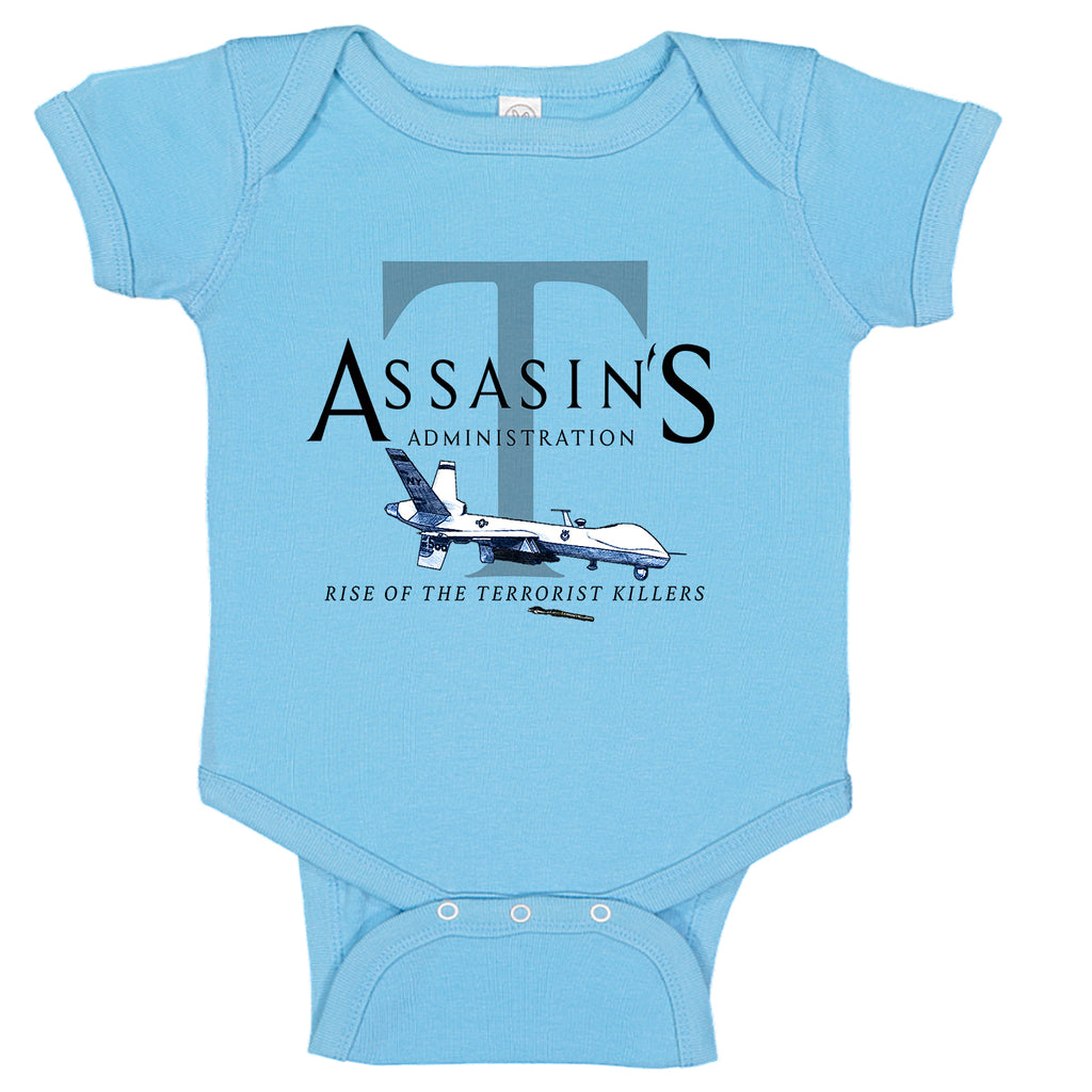 Ink Trendz® Assasin's Administration MQ-9 Reaper Drone Baby-Toddler Bodysuit Romper Baby Onesie, Trump Onesie, Drone Onesie