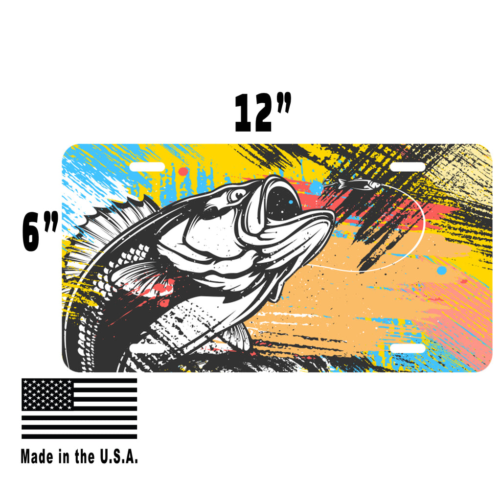 Bass Fishing Artistic Aluminum Vanity License Plate
