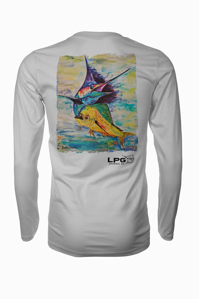 Mahi Billfish Combo  Long Sleeve Fishing Shirt for Unisex UPF 50 Dri-Fit Performance Rashguard T-Shirt