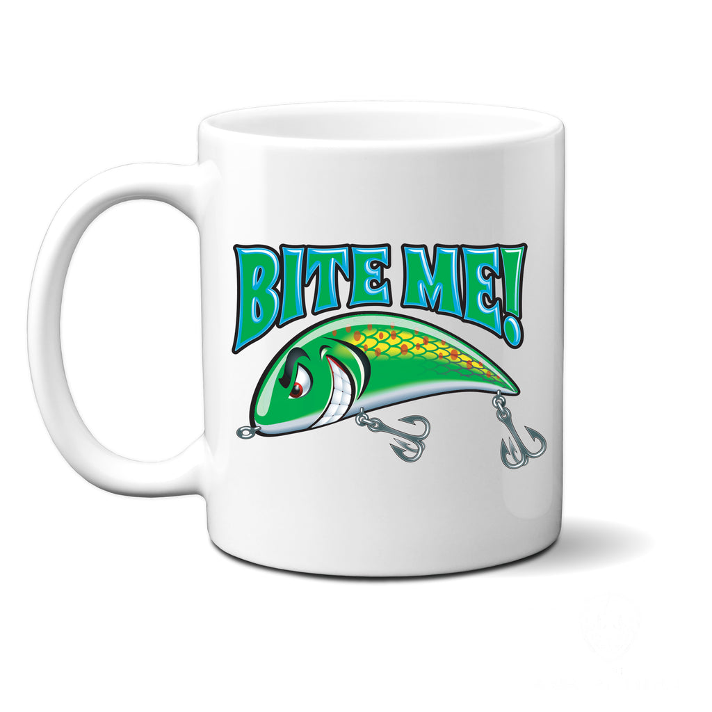 Ink Trendz BITE ME Funny Novelty  Fishing Lure 11 Oz. Coffee Mug Cup, Fishing Coffee Mug, Amazon Fishing Mug, Amazon Fishing Coffee mug, Fishermen Gift, Fisherman Gift Idea, Fisherman Gift, grandpa Gift, Fishing Gift, Fishing Home good