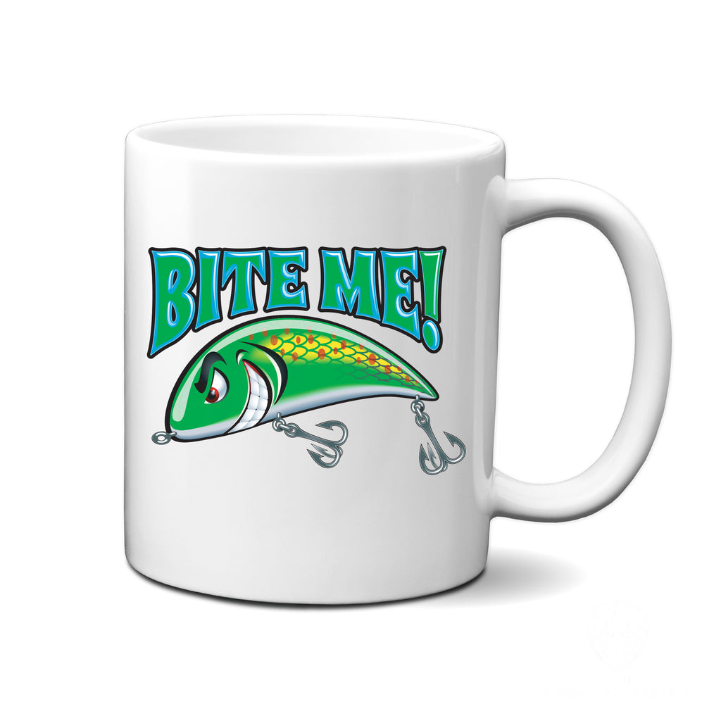 Ink Trendz BITE ME Funny Novelty  Fishing Lure 11 Oz. Coffee Mug Cup, Fishing Coffee Mug, Amazon Fishing Mug, Amazon Fishing Coffee mug, Fishermen Gift, Fisherman Gift Idea, Fisherman Gift, grandpa Gift, Fishing Gift, Fishing Home good