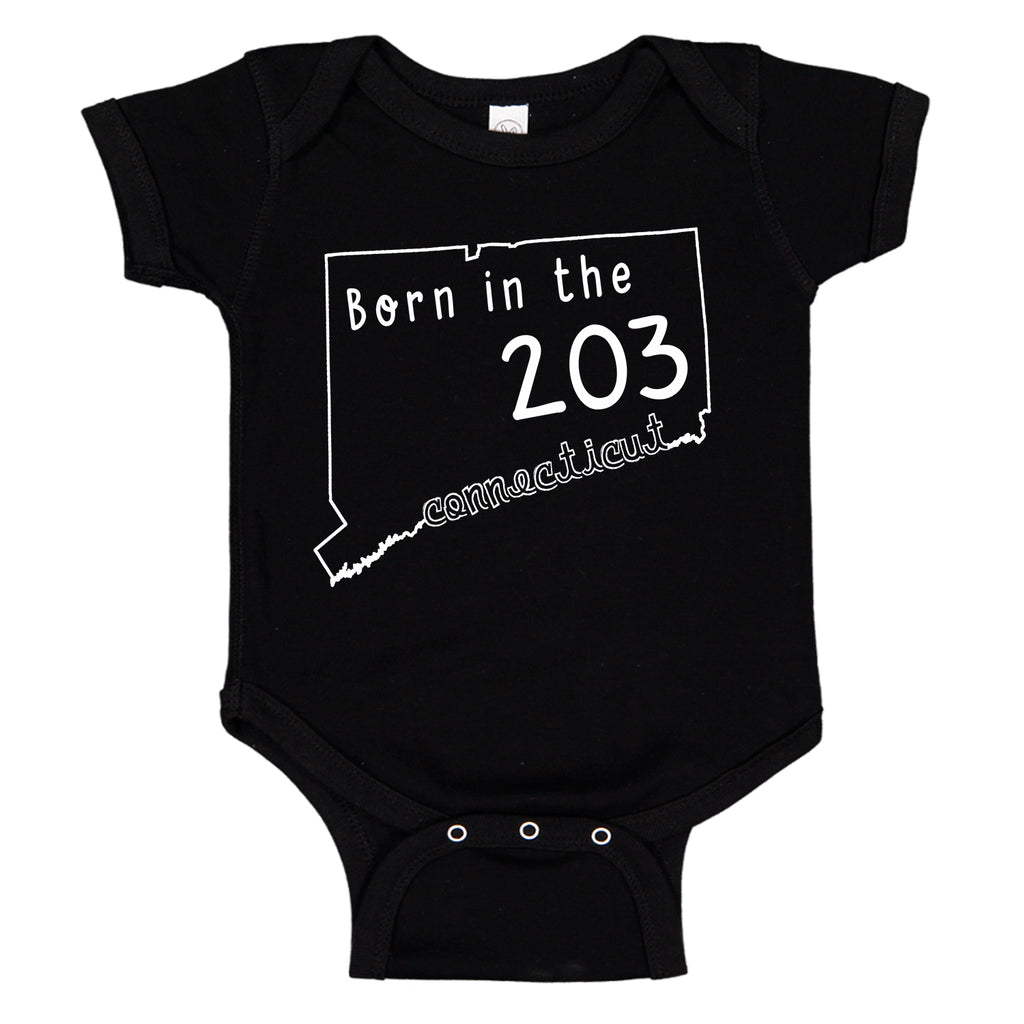 Born in the 203 Connecticut State Pride Baby Bodysuit Romper