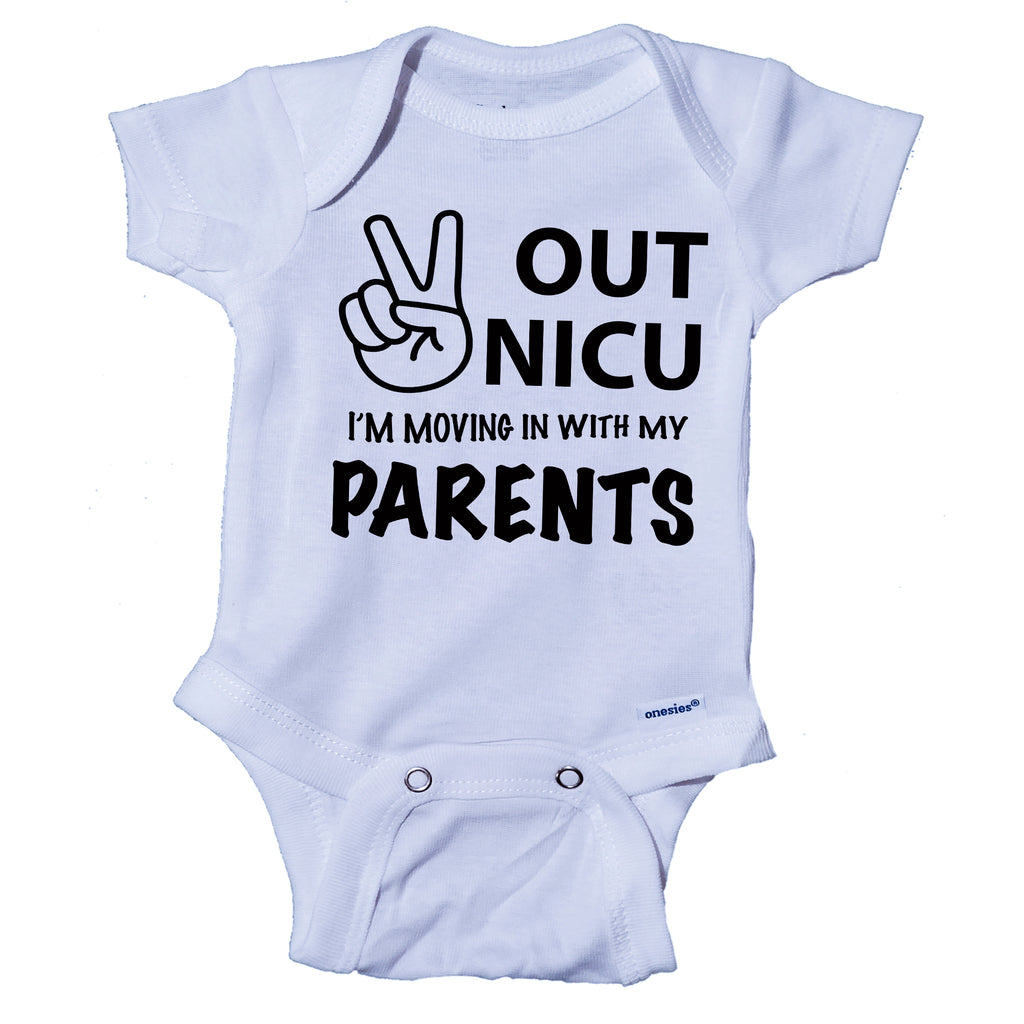 Ink Trendz Peace Out NICU I'm Going Home With My Parents- Miracle Baby- NICU Baby Onesie® One-Piece Bodysuit- Ink Trendz