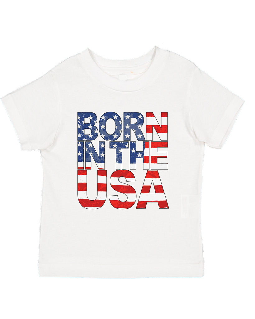 BORN IN THE USA Patriotic Merica Themed Toddler T-Shirt