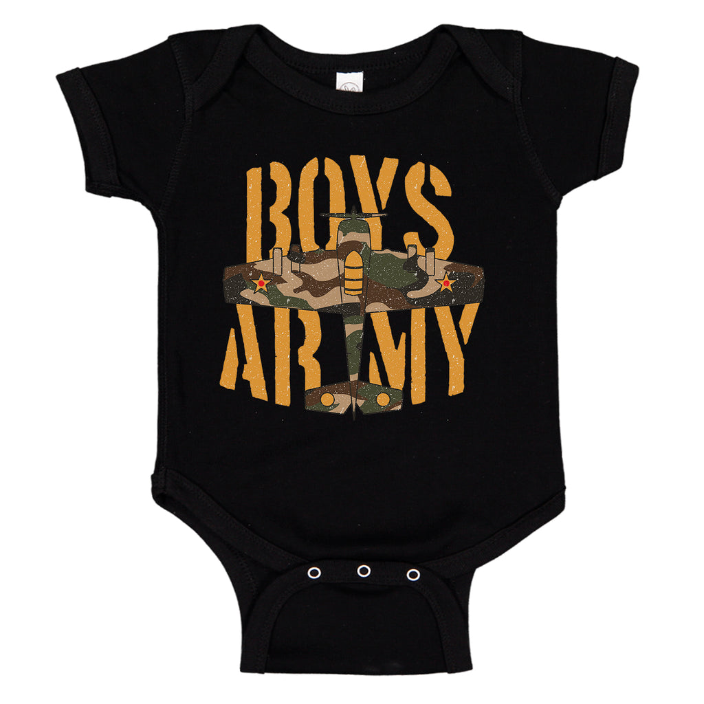 Ink Trendz® Boys Army WWII Fighter Plane Infant Bodysuit Romper