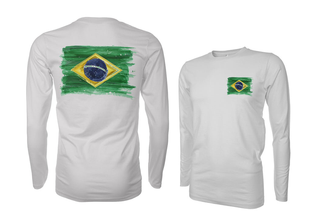 Brazil Grunge Flag  Brasil Long Sleeve Performance Surfing UPF50+ Rashguard T-Shirt