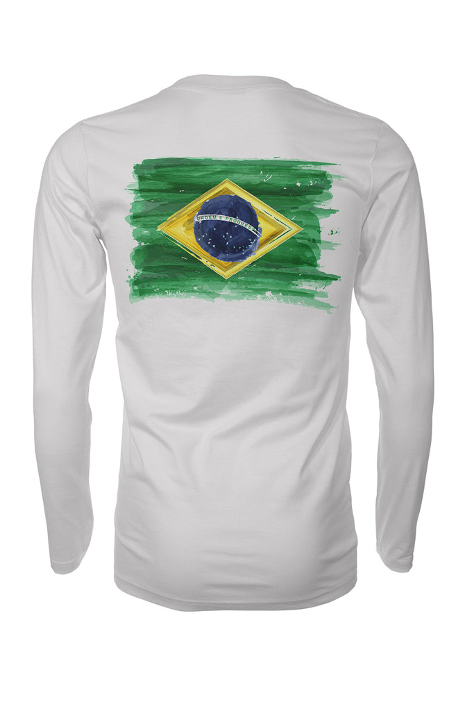 Brazil Grunge Flag  Brasil Long Sleeve Performance Surfing UPF50+ Rashguard T-Shirt