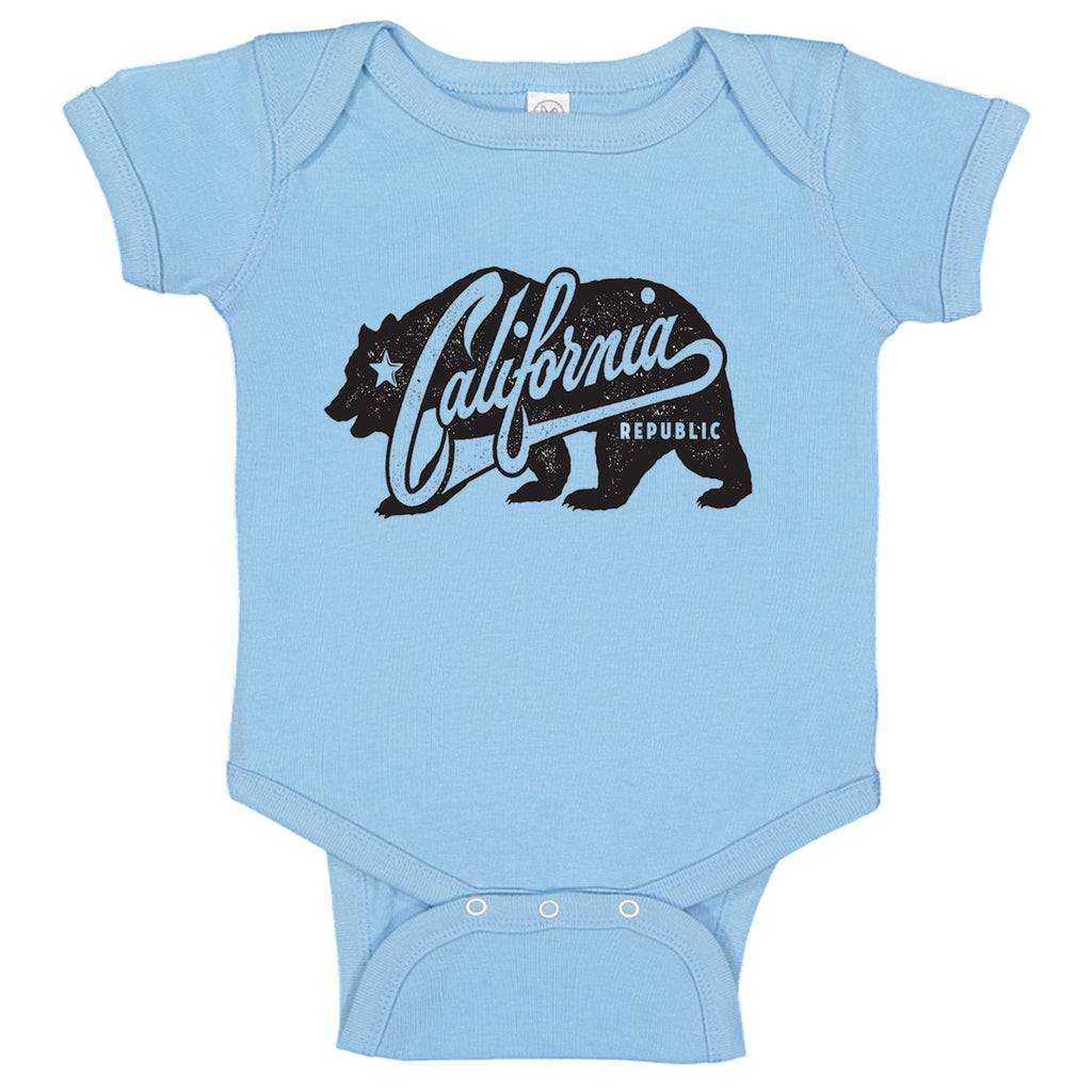 California Republic Grunge Bear Baby Bodysuit