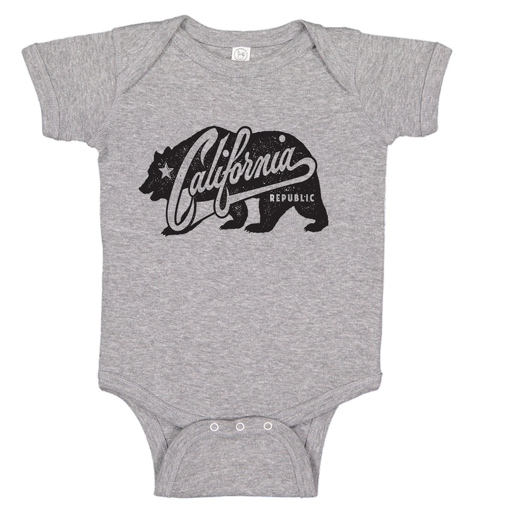 California Republic Grunge Bear Baby Bodysuit