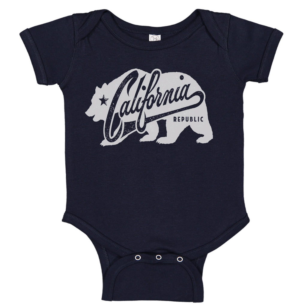 California Republic Grunge Bear Baby Bodysuit